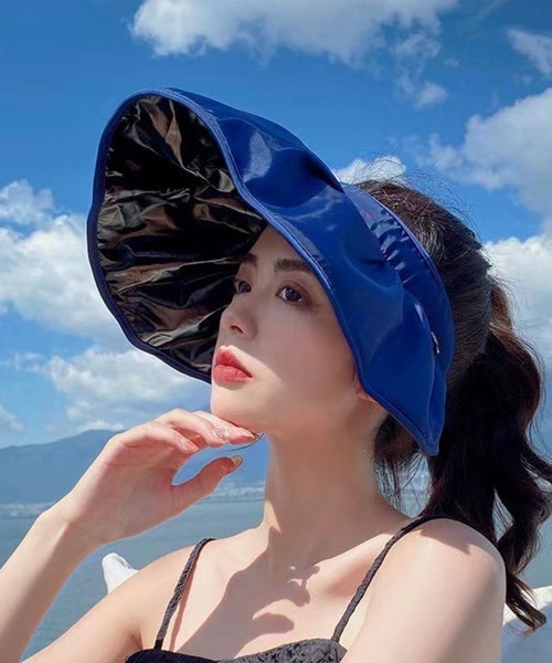 Miniministore(ミニミニストア)の「レディース 日焼け防止 つば広帽子(サンバイザー・レディース・ライトブラウン/ネイビー/ライトピンク/ブラック/アイボリー・FREE)」の6枚目の写真