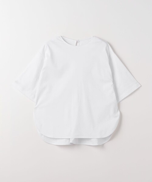 green label relaxing（グリーンレーベルリラクシング）の「KOKAGE タック ラウンドヘム プルオーバー カットソー -接触冷感・UVカット-（Tシャツ/カットソー・レディース・ベージュ/ネイビー/オフホワイト/ブラック・FREE）」の9枚目の写真