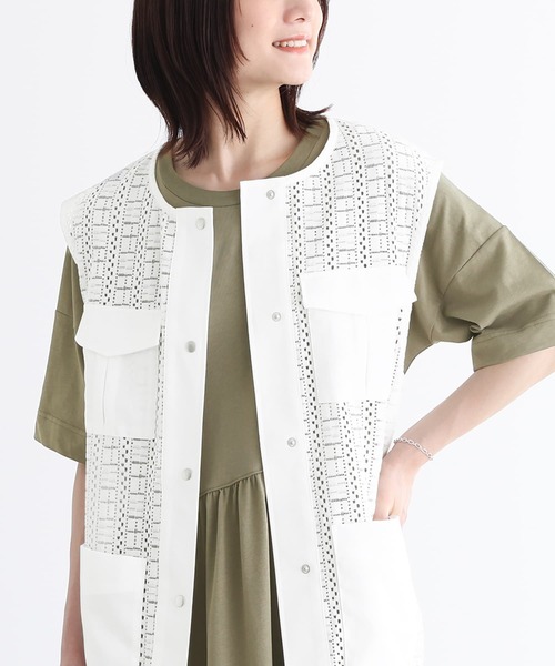 n'OrLABEL（ノアールレーベル）の「『ノーカラーレースジレ』（ベスト・レディース・ブラック/オフホワイト・1/2）」の8枚目の写真