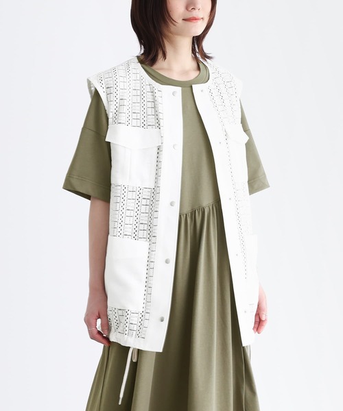 n'OrLABEL（ノアールレーベル）の「『ノーカラーレースジレ』（ベスト・レディース・ブラック/オフホワイト・1/2）」の9枚目の写真