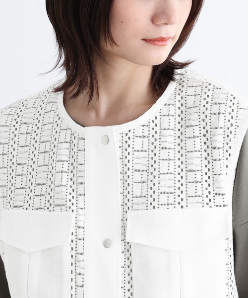 n'OrLABEL（ノアールレーベル）の「『ノーカラーレースジレ』（ベスト・レディース・ブラック/オフホワイト・1/2）」の10枚目の写真