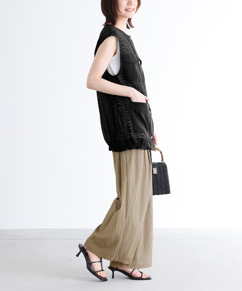 n'OrLABEL（ノアールレーベル）の「『ノーカラーレースジレ』（ベスト・レディース・ブラック/オフホワイト・1/2）」の6枚目の写真