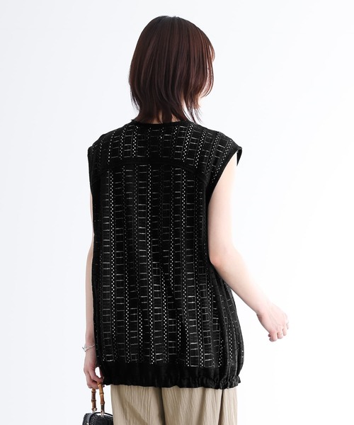 n'OrLABEL（ノアールレーベル）の「『ノーカラーレースジレ』（ベスト・レディース・ブラック/オフホワイト・1/2）」の4枚目の写真