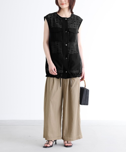 n'OrLABEL（ノアールレーベル）の「『ノーカラーレースジレ』（ベスト・レディース・ブラック/オフホワイト・1/2）」の7枚目の写真