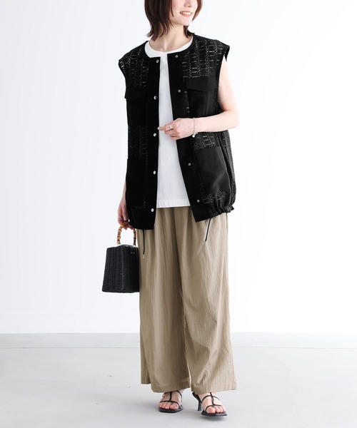 n'OrLABEL（ノアールレーベル）の「『ノーカラーレースジレ』（ベスト・レディース・ブラック/オフホワイト・1/2）」の5枚目の写真