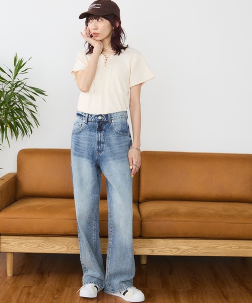 Auntie Rosa Holiday(アンティローザホリデー)の「サーマルレースアッププルオーバーTEE / 前後2WAY(Tシャツ/カットソー・レディース・チャコールグレー/オフホワイト/ブラック・FREE)」の9枚目の写真
