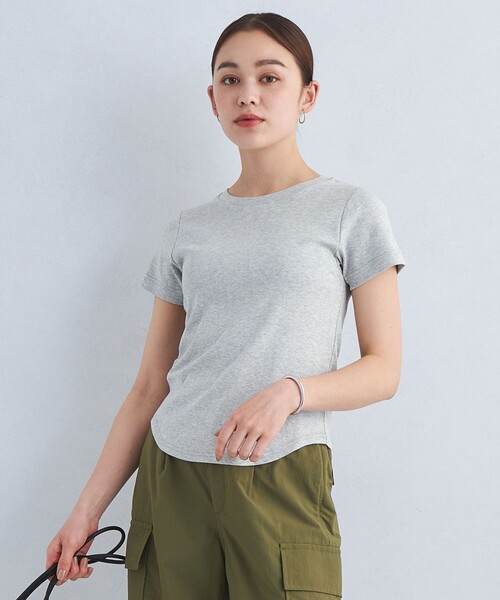 green label relaxing(グリーンレーベルリラクシング)の「フライス ラウンドヘム Tシャツ(Tシャツ/カットソー・レディース・グレー/オフホワイト/ブラック/オレンジ系その他・FREE)」の3枚目の写真