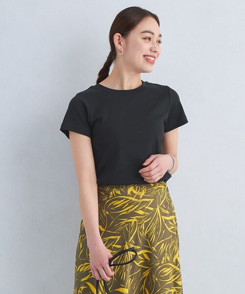 green label relaxing(グリーンレーベルリラクシング)の「フライス ラウンドヘム Tシャツ(Tシャツ/カットソー・レディース・グレー/オフホワイト/ブラック/オレンジ系その他・FREE)」の1枚目の写真