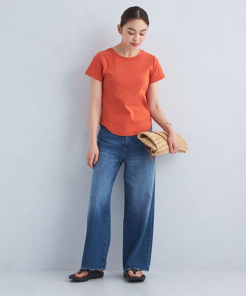 green label relaxing(グリーンレーベルリラクシング)の「フライス ラウンドヘム Tシャツ(Tシャツ/カットソー・レディース・グレー/オフホワイト/ブラック/オレンジ系その他・FREE)」の7枚目の写真