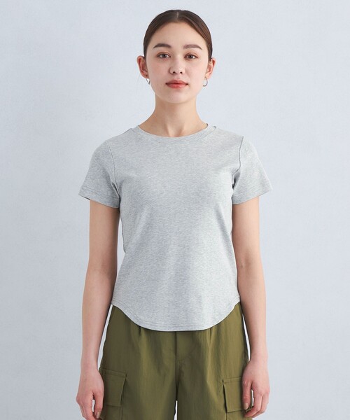 green label relaxing(グリーンレーベルリラクシング)の「フライス ラウンドヘム Tシャツ(Tシャツ/カットソー・レディース・グレー/オフホワイト/ブラック/オレンジ系その他・FREE)」の6枚目の写真