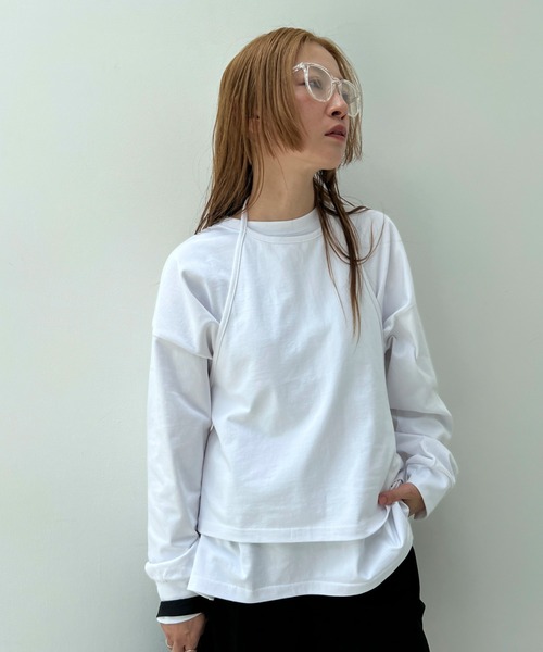 y/m（イム）の「ビスチェ+ロンT 【２点セット】（Tシャツ/カットソー・レディース・ホワイト/マルチ/ブラック・FREE）」の9枚目の写真