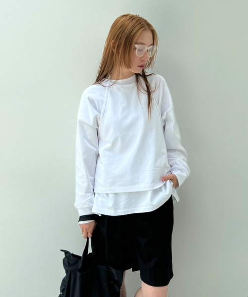 y/m（イム）の「ビスチェ+ロンT 【２点セット】（Tシャツ/カットソー・レディース・ホワイト/マルチ/ブラック・FREE）」の7枚目の写真