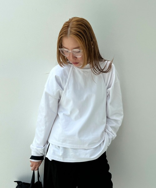 y/m（イム）の「ビスチェ+ロンT 【２点セット】（Tシャツ/カットソー・レディース・ホワイト/マルチ/ブラック・FREE）」の8枚目の写真