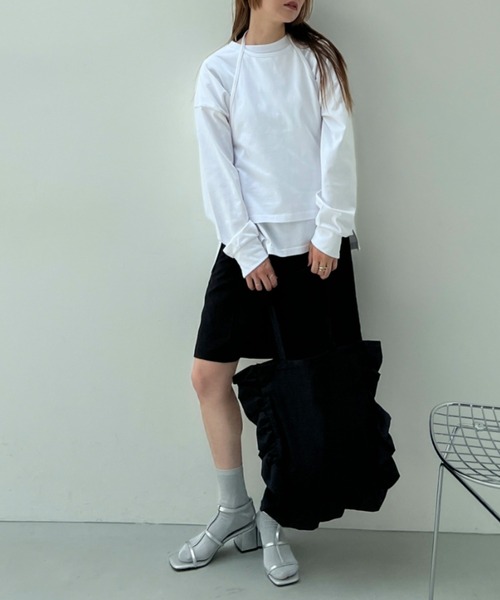 y/m（イム）の「ビスチェ+ロンT 【２点セット】（Tシャツ/カットソー・レディース・ホワイト/マルチ/ブラック・FREE）」の21枚目の写真