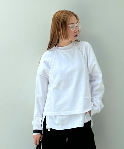 y/m（イム）の「ビスチェ+ロンT 【２点セット】（Tシャツ/カットソー・レディース・ホワイト/マルチ/ブラック・FREE）」の10枚目の写真
