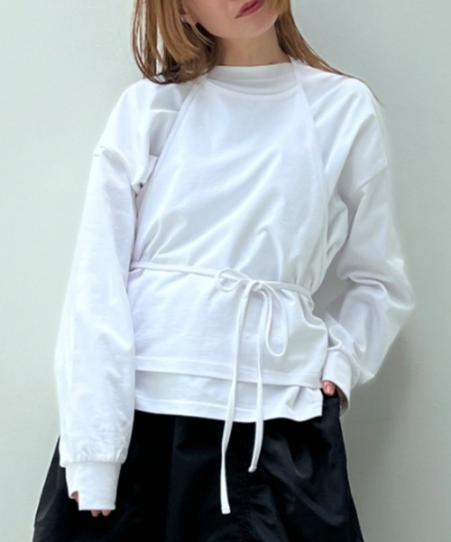y/m（イム）の「ビスチェ+ロンT 【２点セット】（Tシャツ/カットソー・レディース・ホワイト/マルチ/ブラック・FREE）」の22枚目の写真