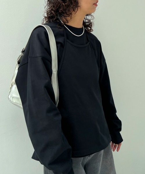 y/m（イム）の「ビスチェ+ロンT 【２点セット】（Tシャツ/カットソー・レディース・ホワイト/マルチ/ブラック・FREE）」の5枚目の写真