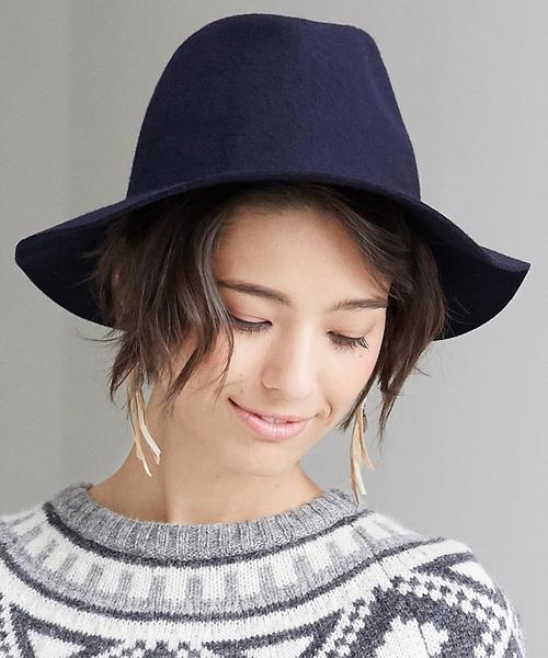 green label relaxing（グリーンレーベルリラクシング）の「GC フェルトナカオレハット（ハット・レディース・ブラック/ネイビー/ライトグレー/ブラウン・フリー）」の4枚目の写真