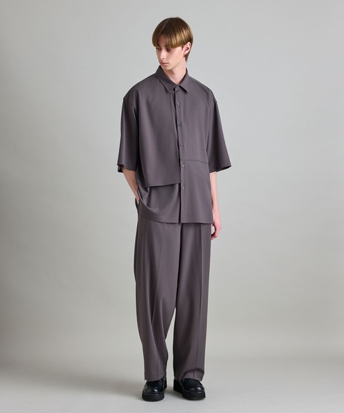 JUNRED(ジュンレッド)の「【 セットアップ対応 】ドライイージーコントラストワイドパンツ(スラックス・メンズ・ブラック/チャコールグレー・S/M/L)」の4枚目の写真