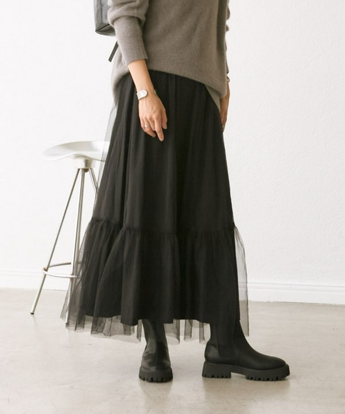 RIVE DROITE(リヴドロワ)の「【両面着れる】タフタリバーシブルスカート(スカート・レディース・ブラック/ブラウン・FREE)」の2枚目の写真