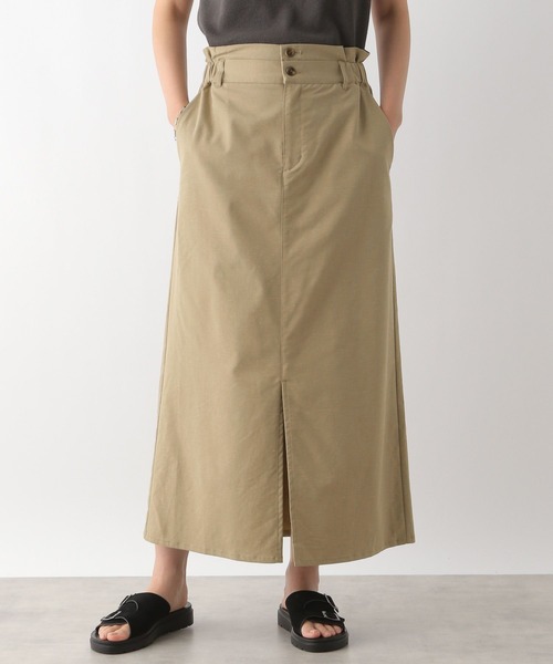 LEPSIM(レプシィム)の「ダブルウエストリネン混スカート 124124(スカート・レディース・チャコールグレー/アイボリー/カーキブラウン・FREE)」の1枚目の写真