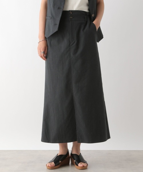 LEPSIM(レプシィム)の「ダブルウエストリネン混スカート 124124(スカート・レディース・チャコールグレー/アイボリー/カーキブラウン・FREE)」の3枚目の写真