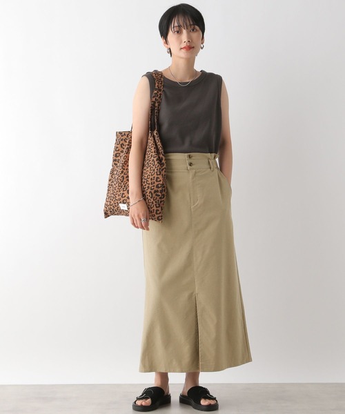 LEPSIM(レプシィム)の「ダブルウエストリネン混スカート 124124(スカート・レディース・チャコールグレー/アイボリー/カーキブラウン・FREE)」の8枚目の写真
