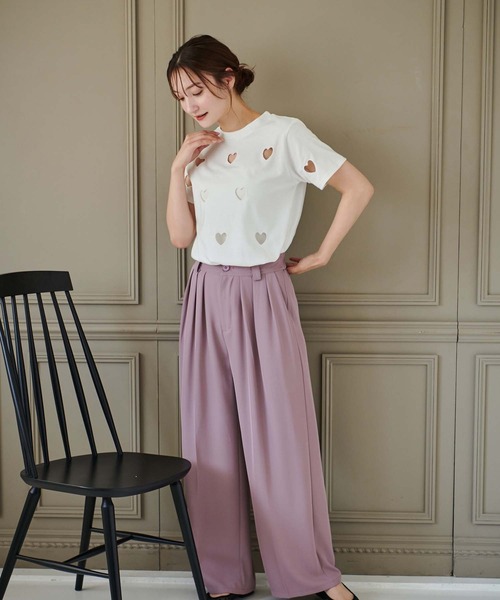 fifth(フィフス)の「ハートデザインTシャツ(Tシャツ/カットソー・レディース・ホワイト/ピンク/ブラック・M)」の5枚目の写真