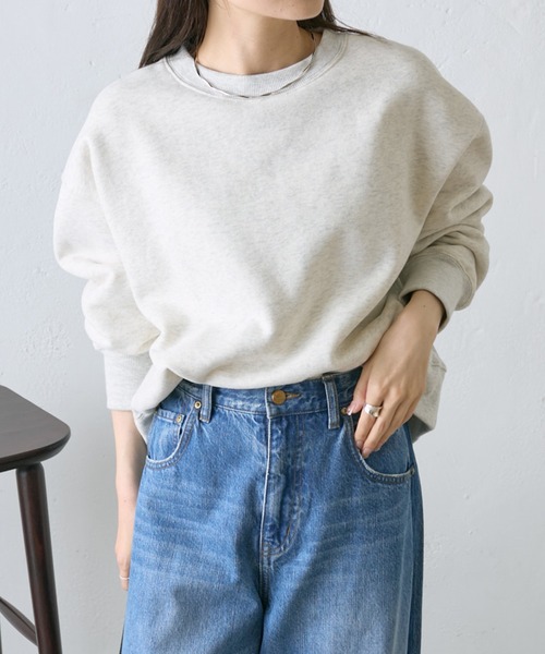 PUAL CE CIN（ピュアルセシン）の「裏起毛シンプルスウェットプルオーバー（スウェット・レディース・チャコールグレー/グレイッシュベージュ/オートミール/モカ・FREE）」の4枚目の写真