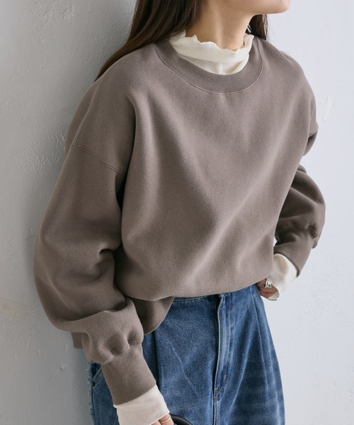 PUAL CE CIN（ピュアルセシン）の「裏起毛シンプルスウェットプルオーバー（スウェット・レディース・チャコールグレー/グレイッシュベージュ/オートミール/モカ・FREE）」の3枚目の写真