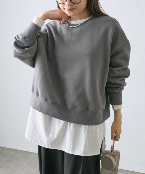PUAL CE CIN（ピュアルセシン）の「裏起毛シンプルスウェットプルオーバー（スウェット・レディース・チャコールグレー/グレイッシュベージュ/オートミール/モカ・FREE）」の21枚目の写真