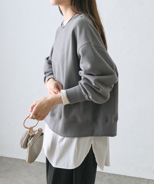 PUAL CE CIN（ピュアルセシン）の「裏起毛シンプルスウェットプルオーバー（スウェット・レディース・チャコールグレー/グレイッシュベージュ/オートミール/モカ・FREE）」の11枚目の写真