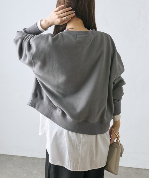 PUAL CE CIN（ピュアルセシン）の「裏起毛シンプルスウェットプルオーバー（スウェット・レディース・チャコールグレー/グレイッシュベージュ/オートミール/モカ・FREE）」の12枚目の写真