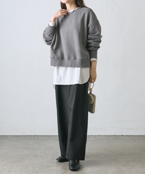 PUAL CE CIN（ピュアルセシン）の「裏起毛シンプルスウェットプルオーバー（スウェット・レディース・チャコールグレー/グレイッシュベージュ/オートミール/モカ・FREE）」の14枚目の写真