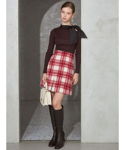 MERCURYDUO（マーキュリーデュオ）の「サイドリボンニット（ニット/セーター・レディース・ブラック/オフホワイト/ブラウン・FREE）」の10枚目の写真