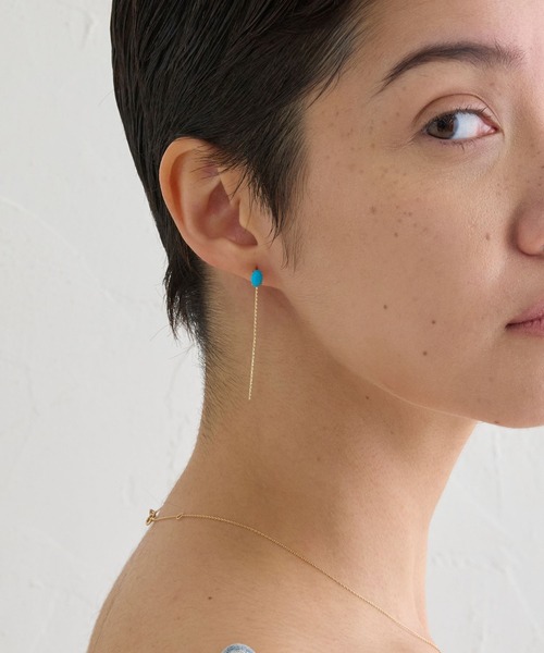 ビーゲンキ☺︎ 1点作品☆ ロングモハベコッパーターコイズピアス ビーゲンキ☺︎ 1点作品☆ ロングモハベコッパーターコイズ