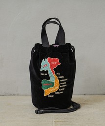 HOUSTON ヒューストン 6875 VELVETEEN EFFECT BAG 刺繍別珍 エフェクツバッグ「MAP」