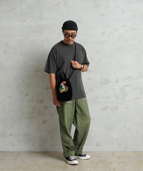 HOUSTON(ヒューストン)の「HOUSTON ヒューストン 6875 VELVETEEN EFFECT BAG 刺繍別珍 エフェクツバッグ「MAP」(ショルダーバッグ・メンズ・ブラック/ロイヤルブルー/マルーン・FREE)」の9枚目の写真