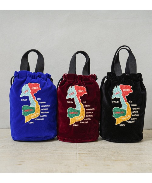HOUSTON(ヒューストン)の「HOUSTON ヒューストン 6875 VELVETEEN EFFECT BAG 刺繍別珍 エフェクツバッグ「MAP」(ショルダーバッグ・メンズ・ブラック/ロイヤルブルー/マルーン・FREE)」の14枚目の写真
