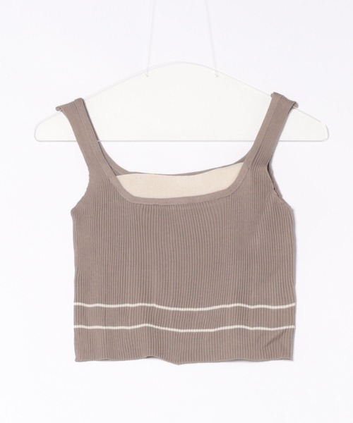 GORGE(ゴージ)の「《配色ライン×ぴたっとリブ》レイヤード風タンク(タンクトップ・レディース・モカ/ブラック/オフホワイト・F)」の12枚目の写真