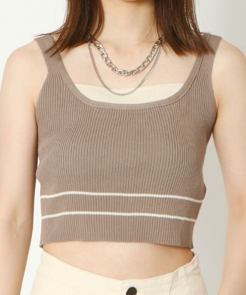GORGE(ゴージ)の「《配色ライン×ぴたっとリブ》レイヤード風タンク(タンクトップ・レディース・モカ/ブラック/オフホワイト・F)」の21枚目の写真