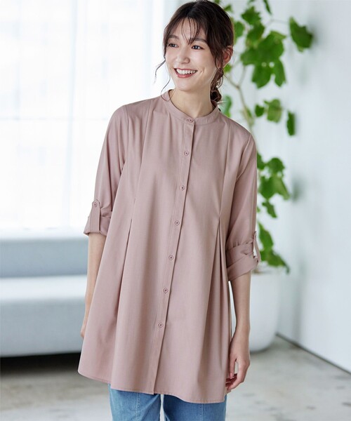 バンドカラーシャツチュニックブラウス（シャツ/ブラウス）｜Tiaclasse（ティアクラッセ）