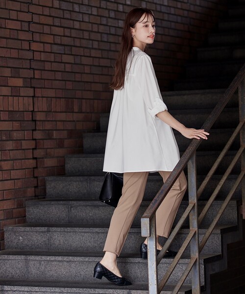 美品✨Theory バンドカラーシャツ　ブラウス　チュニック　コットン　白　長袖 楽天市場】【新色追加】バンドカラーシャツチュニックブラウス
