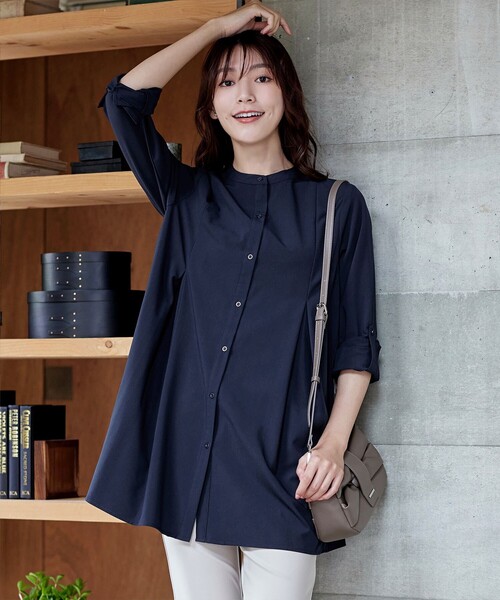 バンドカラーシャツチュニックブラウス（シャツ/ブラウス）｜Tiaclasse（ティアクラッセ）