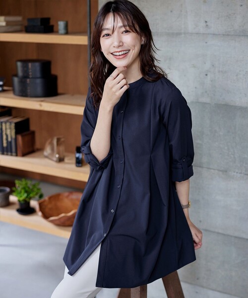 バンドカラーシャツチュニックブラウス（シャツ/ブラウス）｜Tiaclasse（ティアクラッセ）