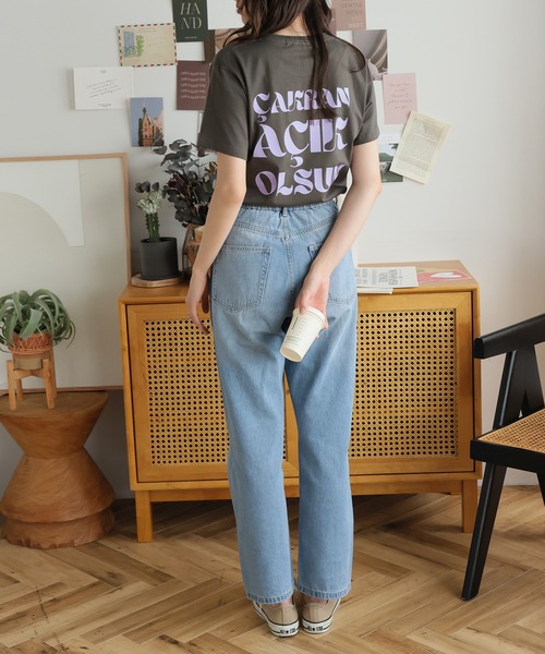 Girly Doll(ガーリードール)の「オリジナルプリントロゴTシャツ(Tシャツ/カットソー・レディース・ダークグレー/ピンク/ベージュ・F)」の8枚目の写真