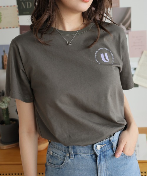 Girly Doll(ガーリードール)の「オリジナルプリントロゴTシャツ(Tシャツ/カットソー・レディース・ダークグレー/ピンク/ベージュ・F)」の9枚目の写真
