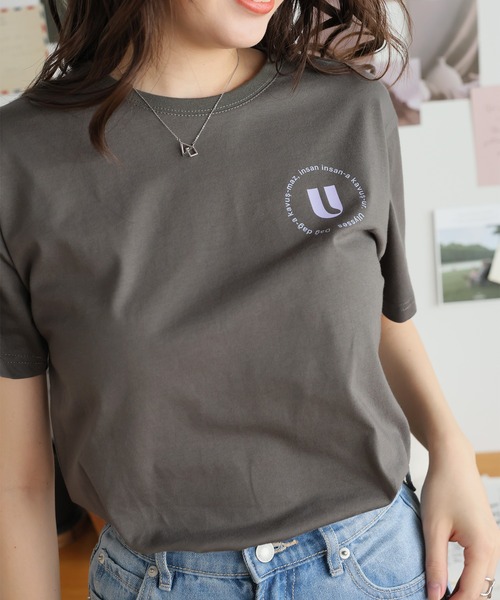 Girly Doll(ガーリードール)の「オリジナルプリントロゴTシャツ(Tシャツ/カットソー・レディース・ダークグレー/ピンク/ベージュ・F)」の10枚目の写真