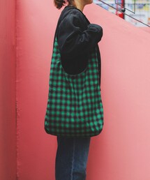 リバーシブル チェック ショッパー L