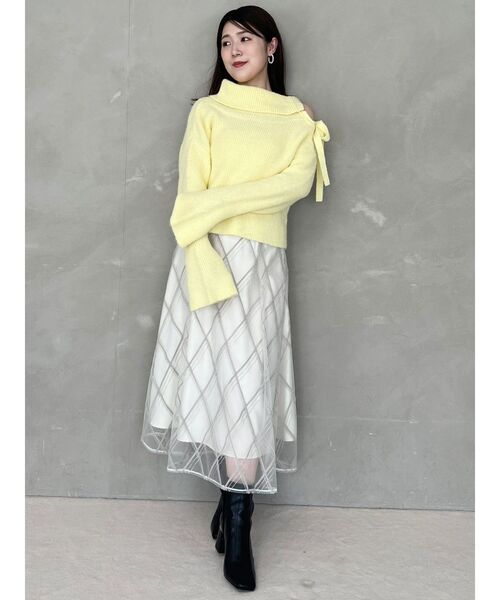 MERCURYDUO（マーキュリーデュオ）の「2WAYアシメカラーニット（ニット/セーター・レディース・イエロー/ライトブルー/アイボリー・FREE）」の6枚目の写真